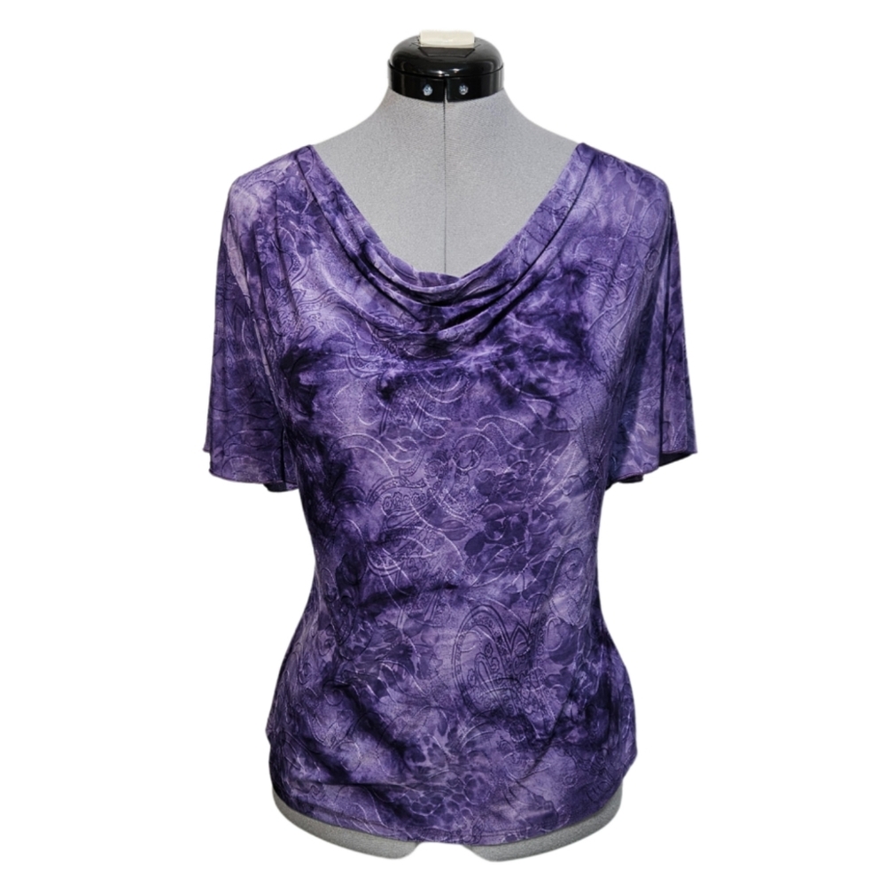 Shannon Ford NY Women's SIZE S Fairy Whimsigoth Cowl Neck Y2K Tunic Top Purple